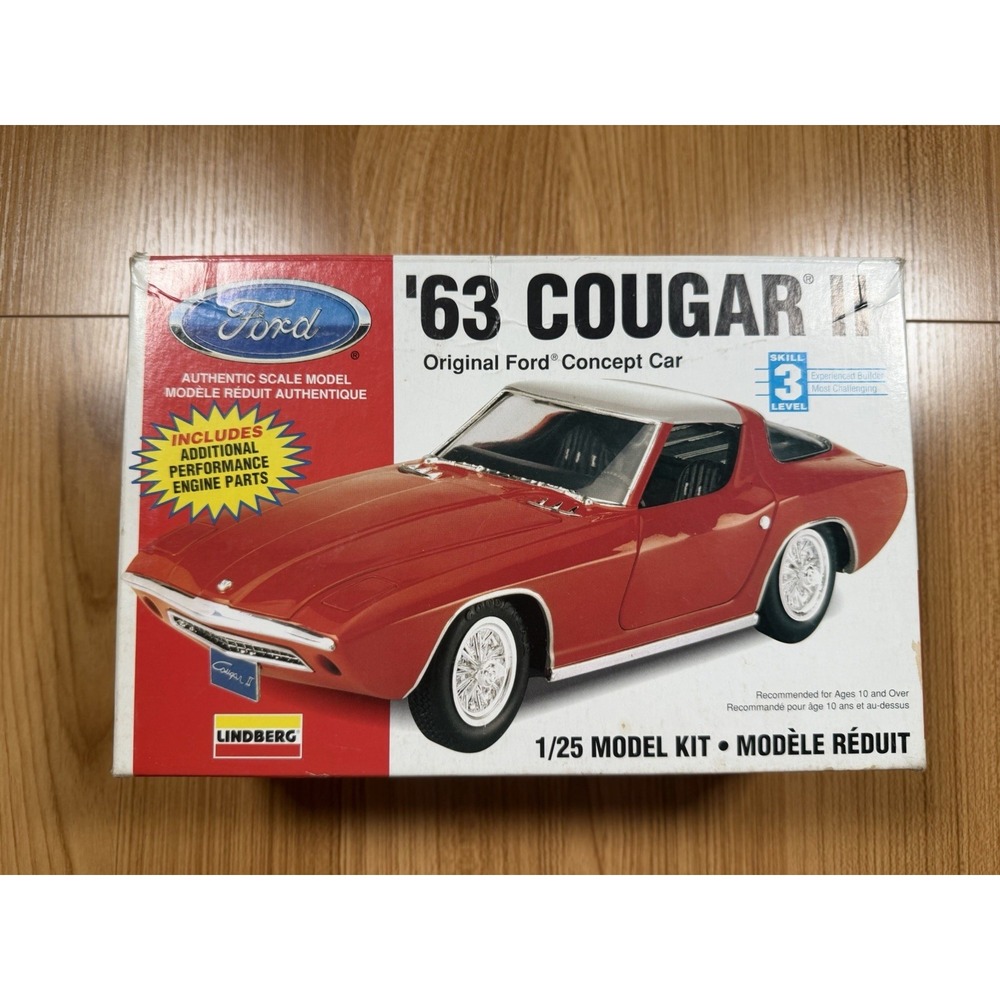 Vintage Lindberg '63 Ford Cougar II Model Kit 1/25 #72162 - PARTIAL  STARTED